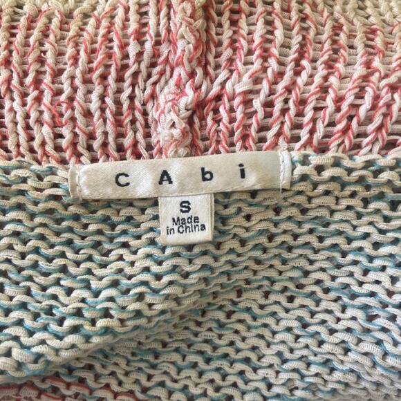Cabi Skipper Circle Knit Sweater Cardigan Shawl Pastel Striped Beachy Boho Small - Picture 4 of 9
